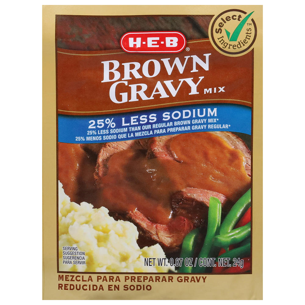 H-E-B 25% Less Sodium Brown Gravy Mix, 0.87 oz