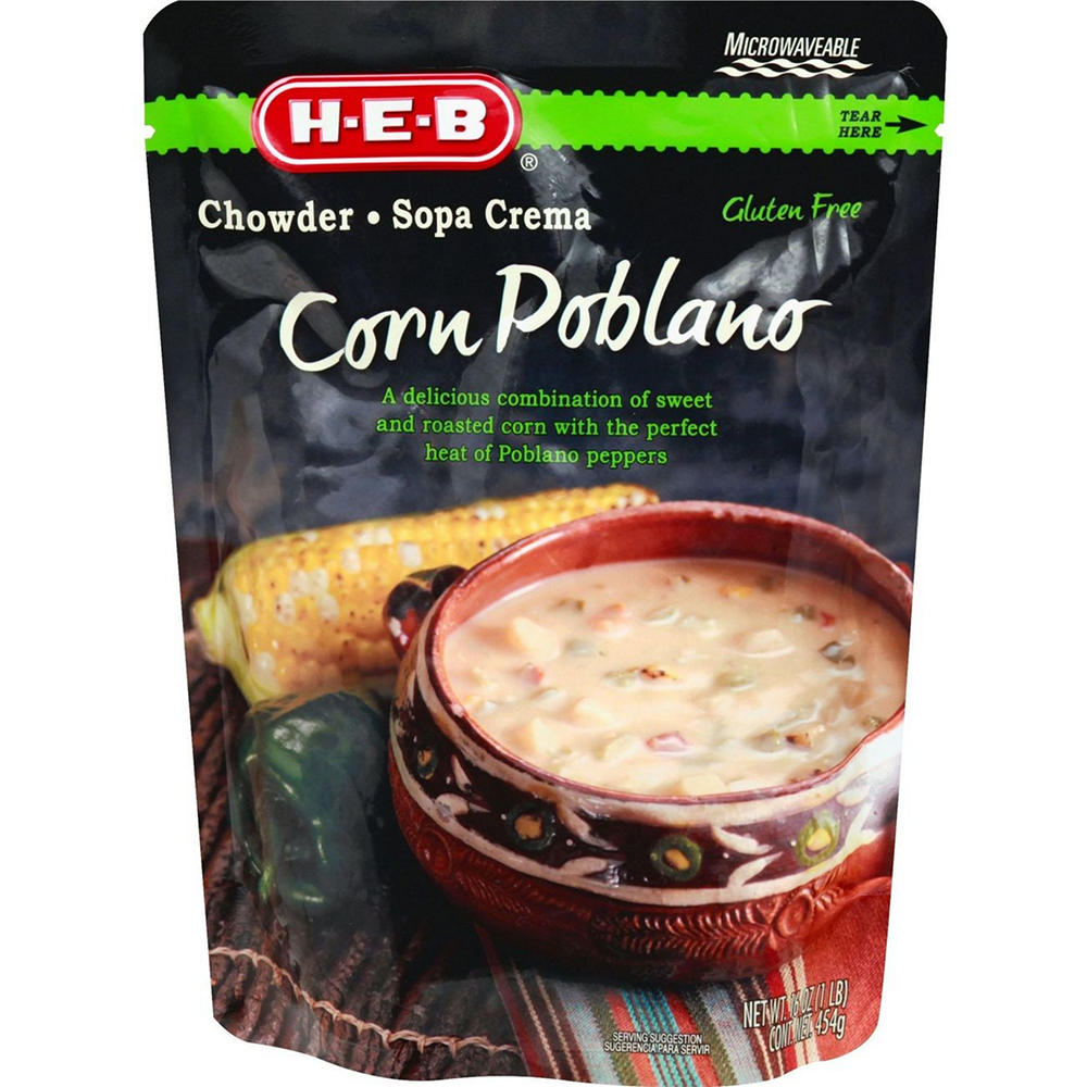 H-E-B Corn Poblano Chowder Microwaveable Pouch, 16 oz
