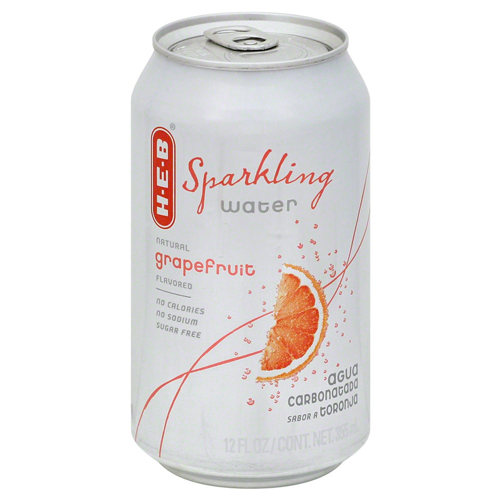 H-E-B Unsweetened Sparkling Water Grapefruit Can, 12 oz