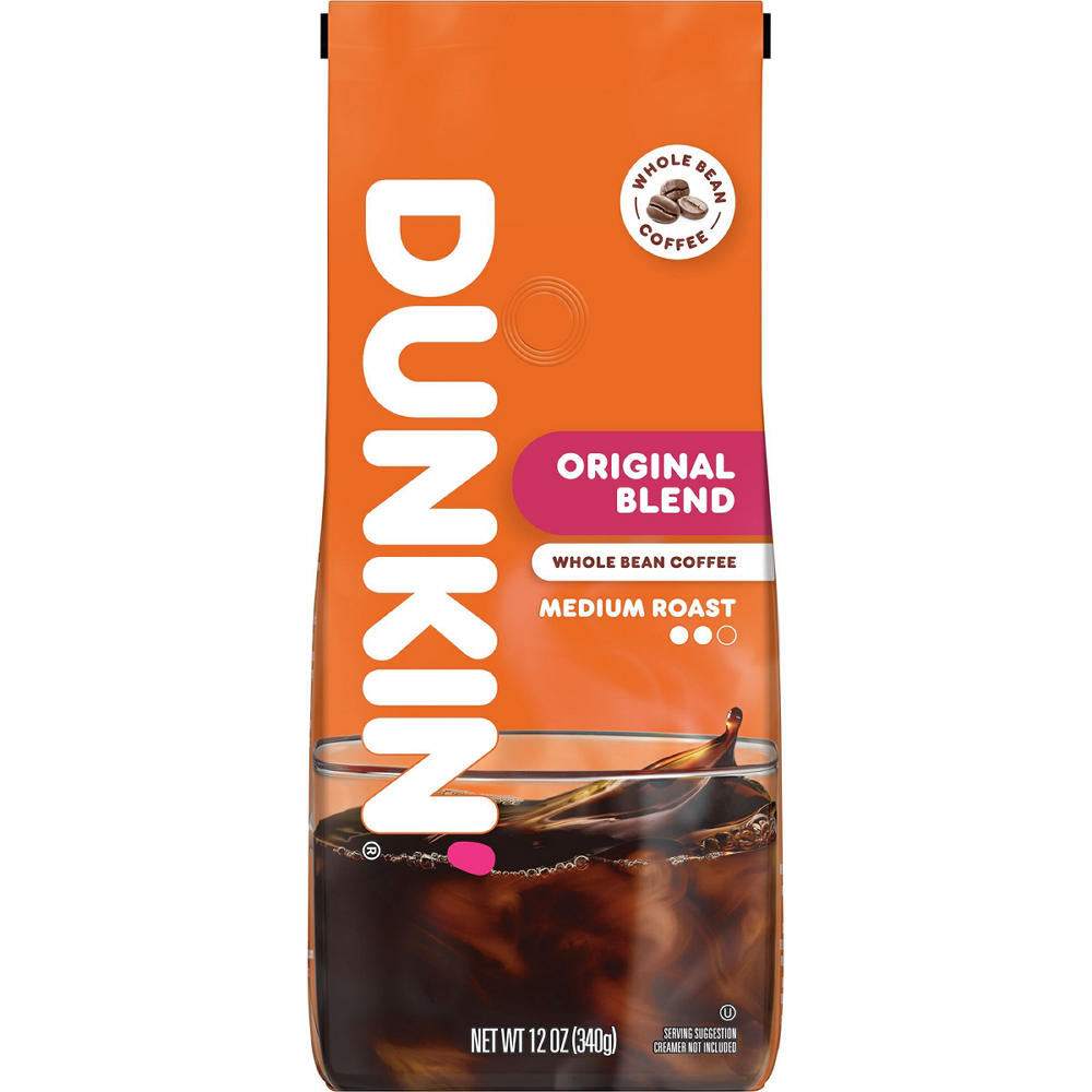 Dunkin' Original Blend Medium Roast Whole Bean Coffee, 12 oz