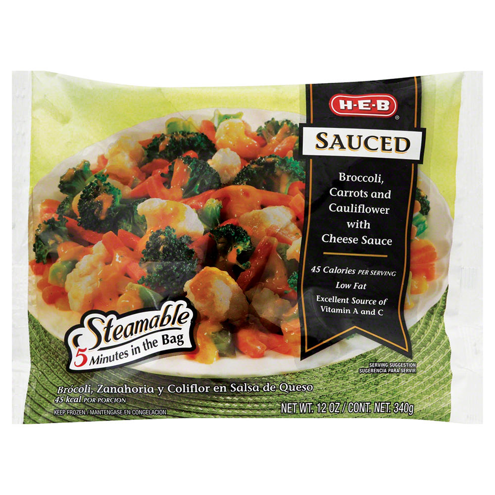 H-E-B Sauced Steam in Bag Broccoli, Carrots & Cauliflower, 12 oz