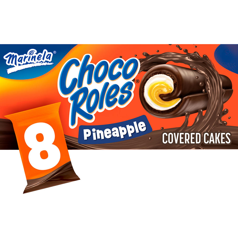 Marinela Choco Roles Pineapple Crème-Filled Chocolatey Snack Cakes, 8 ct