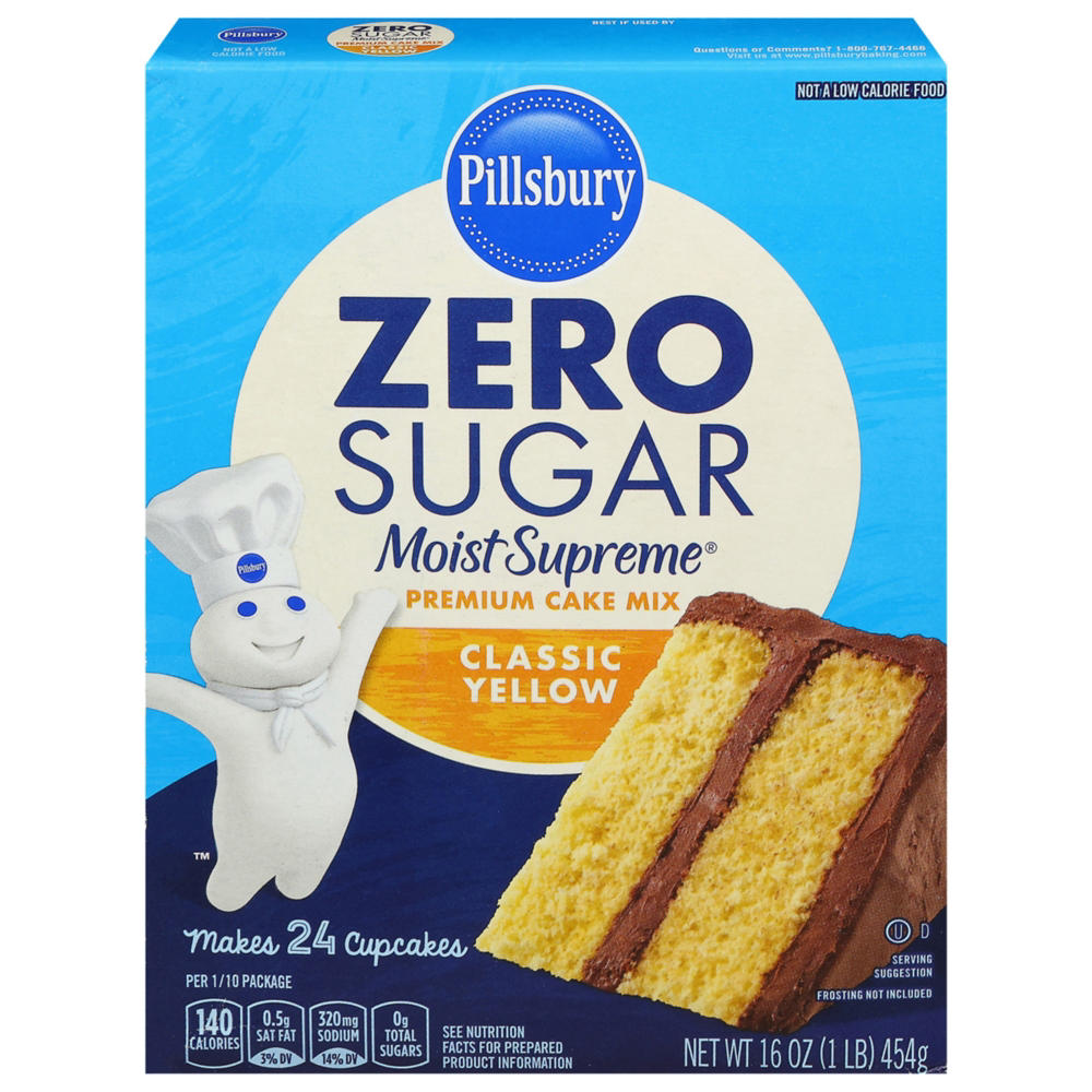 Pillsbury Zero Sugar Moist Supreme Yellow Cake Mix, 16 oz