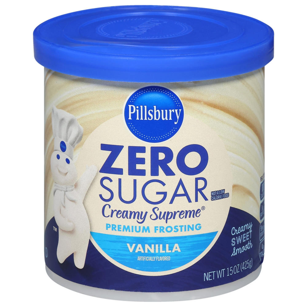 Pillsbury Zero Sugar Creamy Supreme Vanilla Frosting, 15 oz