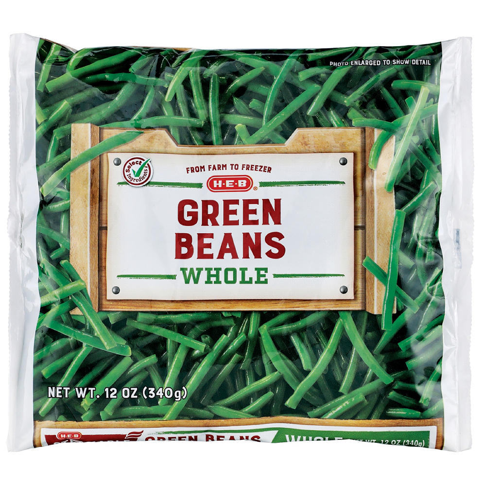 H-E-B Frozen Steamable Whole Green Beans, 12 oz