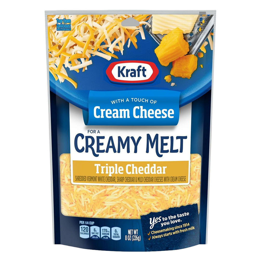 Kraft Triple Cheddar Cheese with a Touch Of Cream Cheese Natural Cheese, 8 oz