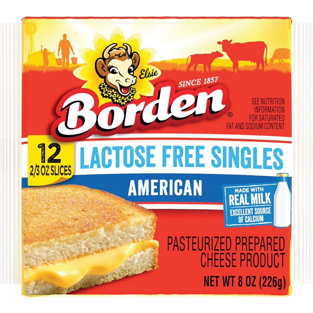 Borden Lactose Free Singles American Sliced Cheese, 12 ct, 8 oz