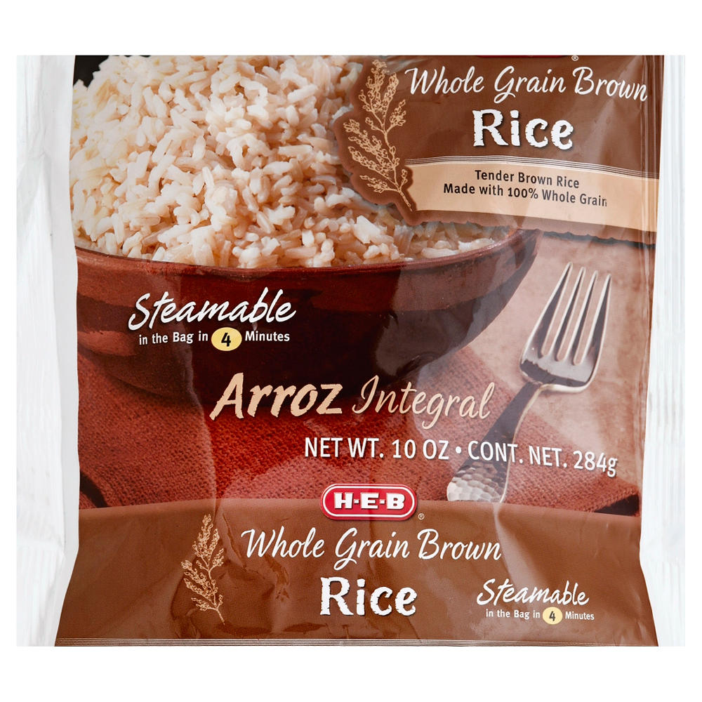 H-E-B Frozen Steamable Whole Grain Brown Rice, 10 oz