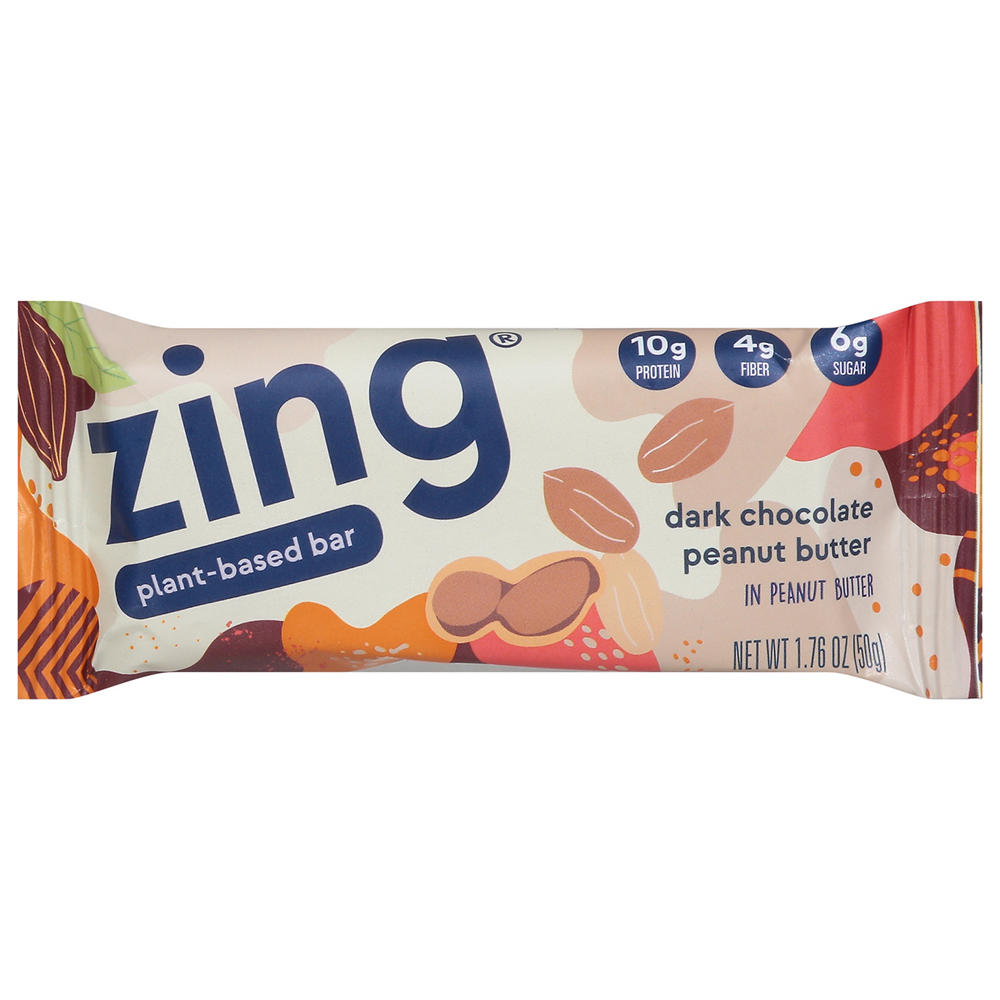 Zing Dark Chocolate Peanut Butter Plant-Based Bar, 1.76 oz