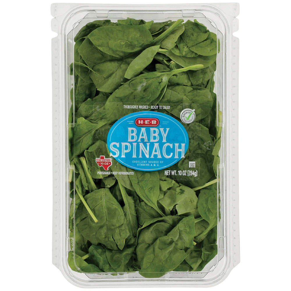 H-E-B Fresh Baby Spinach - Texas-Size Pack, 10 oz