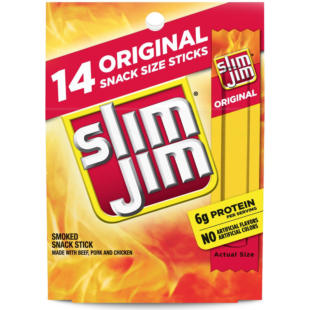 Slim Jim Original Smoked Jerky Meat Snack Sticks, 14 ct