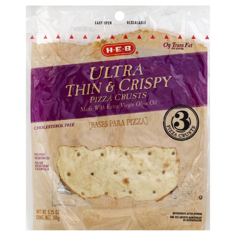 H-E-B Ultra Thin & Crispy 7" Personal Pizza Crusts, 3 ct