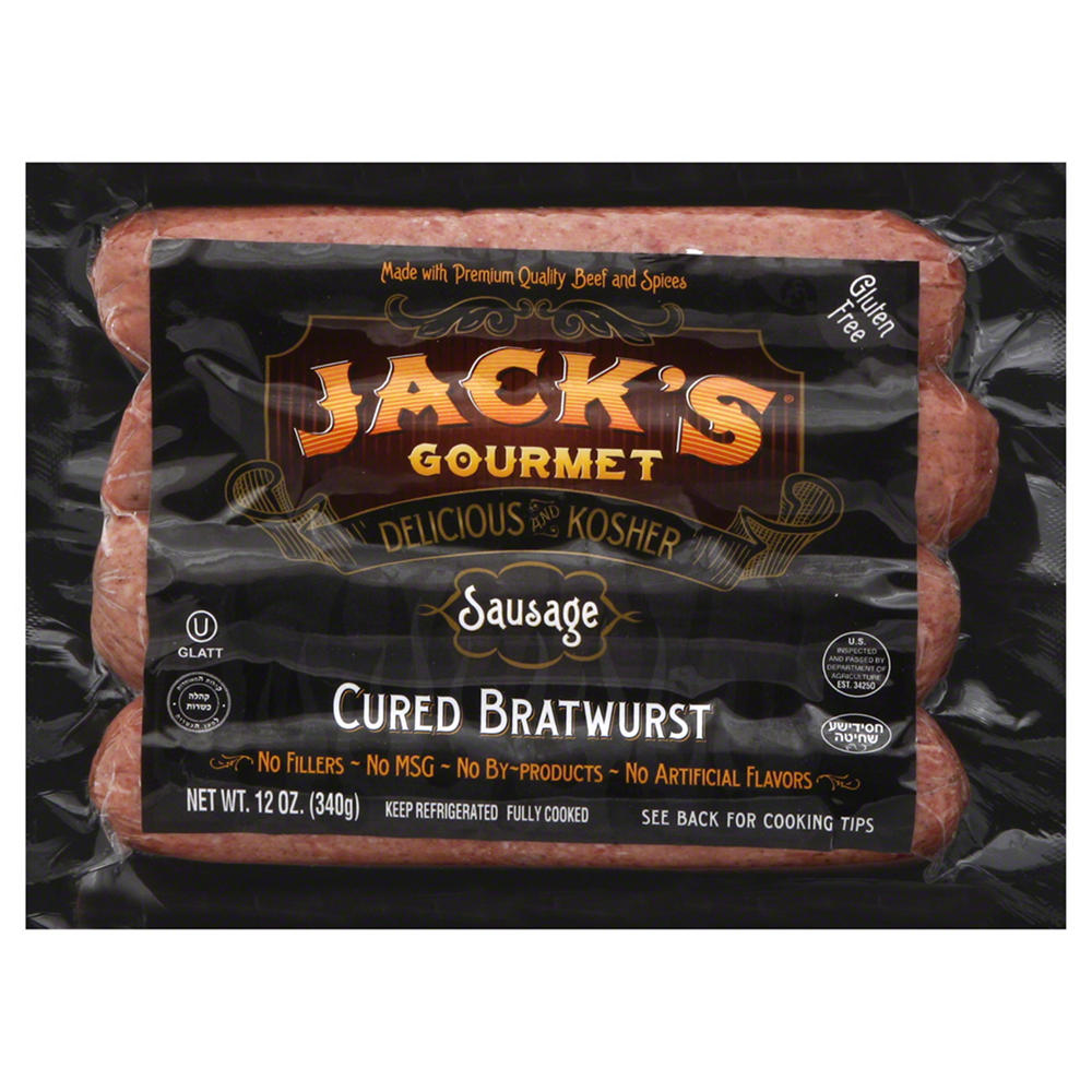 Jack's Gourmet Kosher Beef Bratwurst, 12 oz