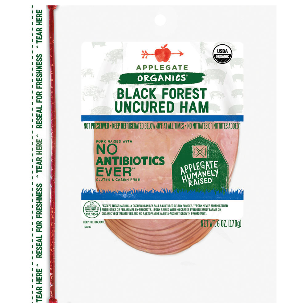 Applegate Organics Uncured Black Forest Ham Sliced , 6 oz
