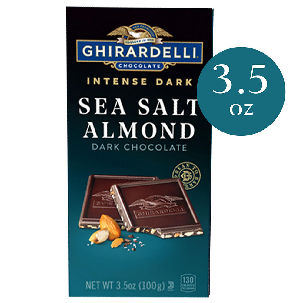 Ghirardelli Intense Dark Sea Salt Almond Chocolate Bar, 3.5 oz