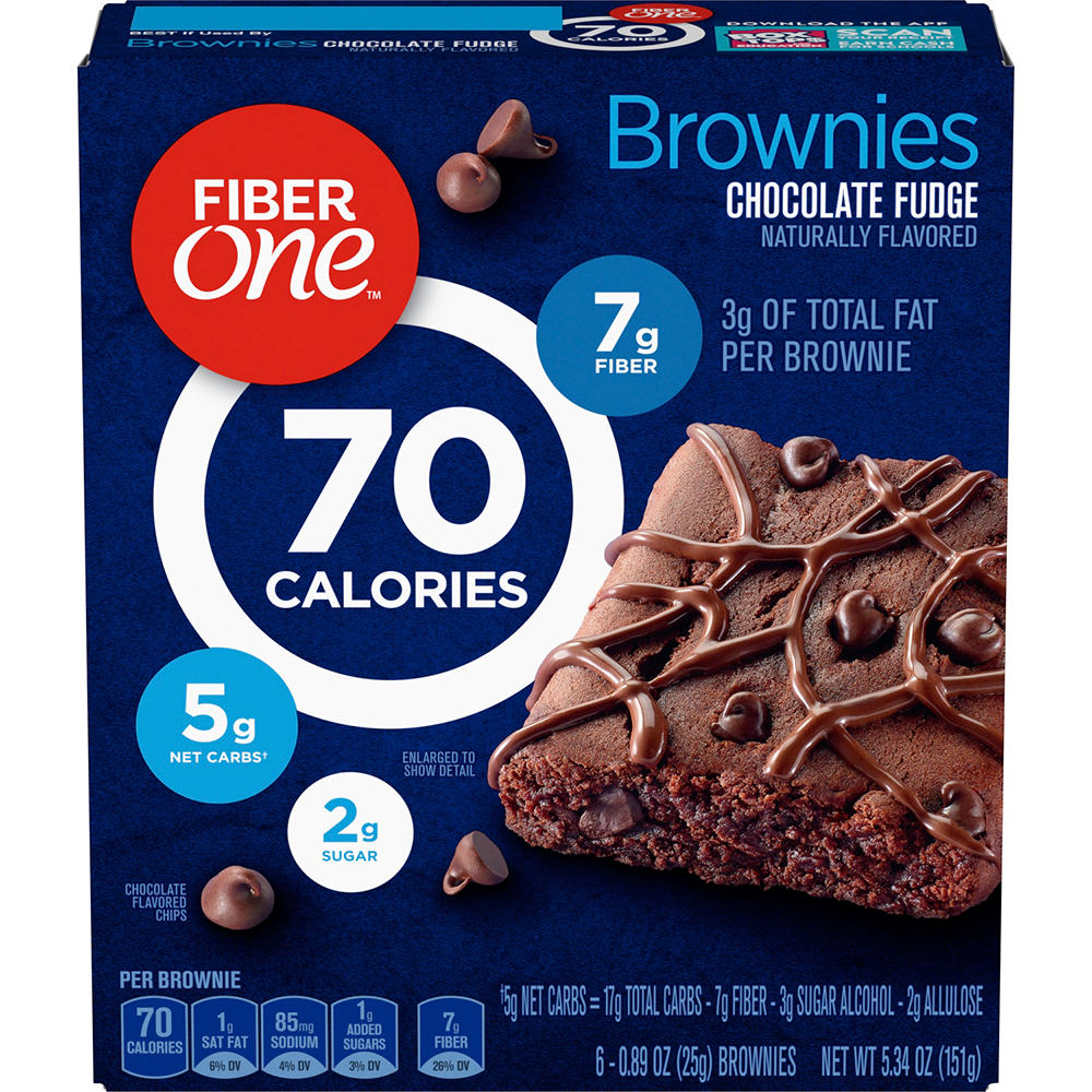 Fiber One 70 Calories Chocolate Fudge Brownies, 6 ct