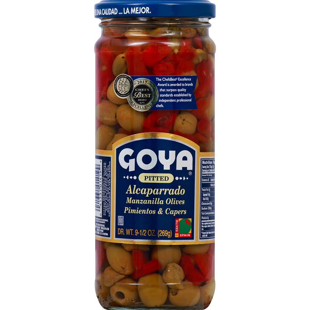 Goya Pitted Alcaparrado Manzanilla Olives, Pimientos & Capers, 9.5 oz