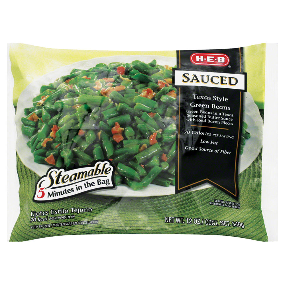 H-E-B Steamable Sauced Texas-Style Green Beans, 12 oz