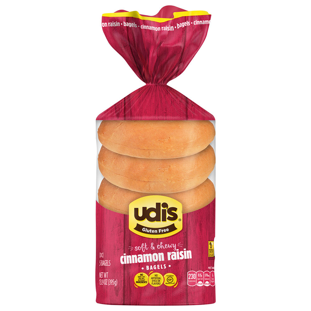 Udi's Gluten Free Cinnamon Raisin Bagels, 5 ct
