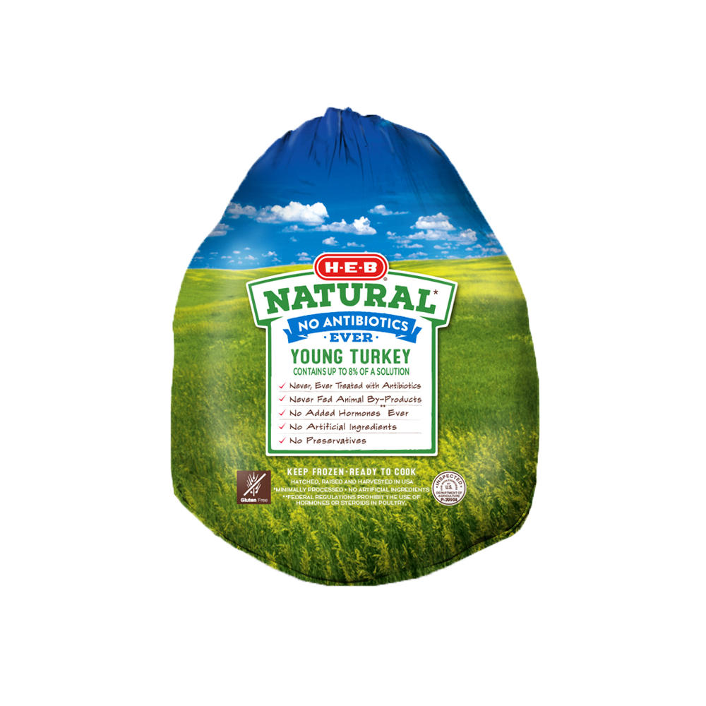 H-E-B Natural Frozen Whole Young Turkey, 8 - 16 lbs, Avg. 14.0 lbs