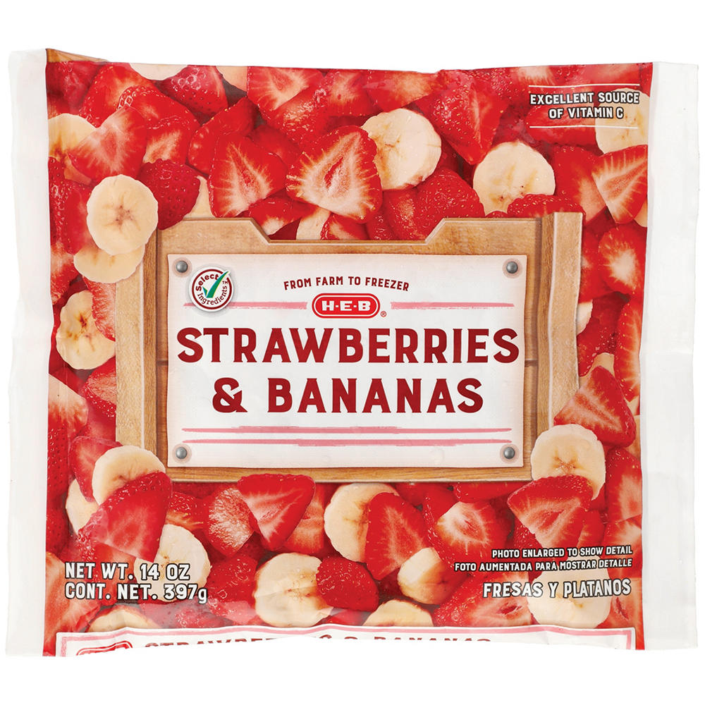 H-E-B Frozen Strawberries & Bananas, 14 oz