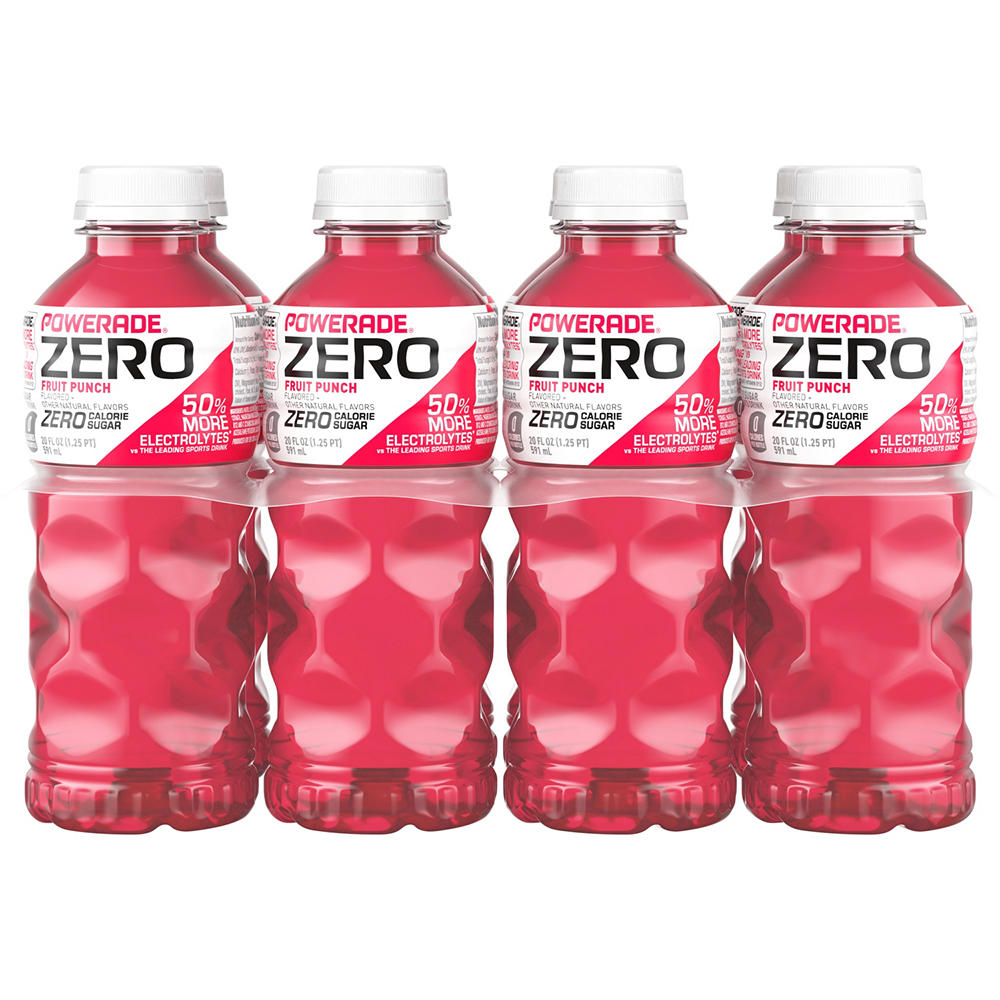 Powerade Zero Fruit Punch Electrolyte Sports Drink 8 pk Bottles, 20 oz