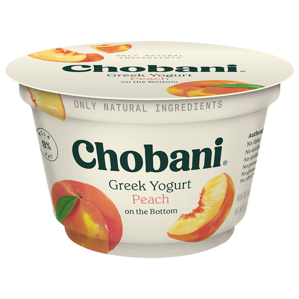 Chobani Non-Fat Peach On The Bottom Greek Yogurt, 5.3 oz