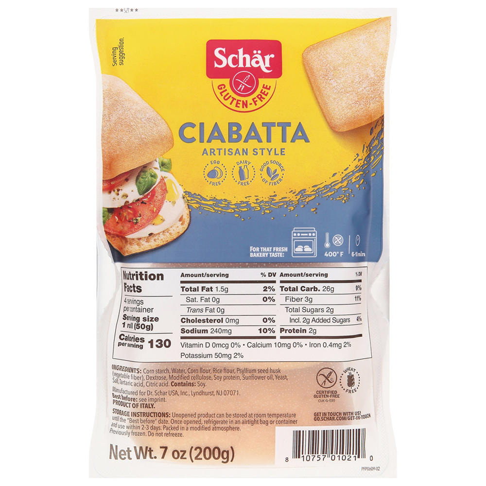 Schar Ciabatta Parbaked Rolls, 4 ct