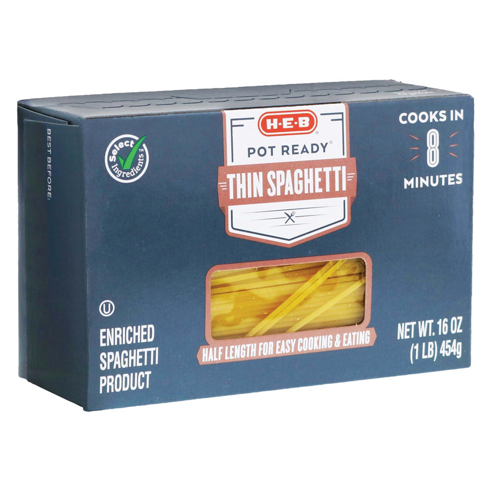 H-E-B Pot Ready Thin Spaghetti, 16 oz