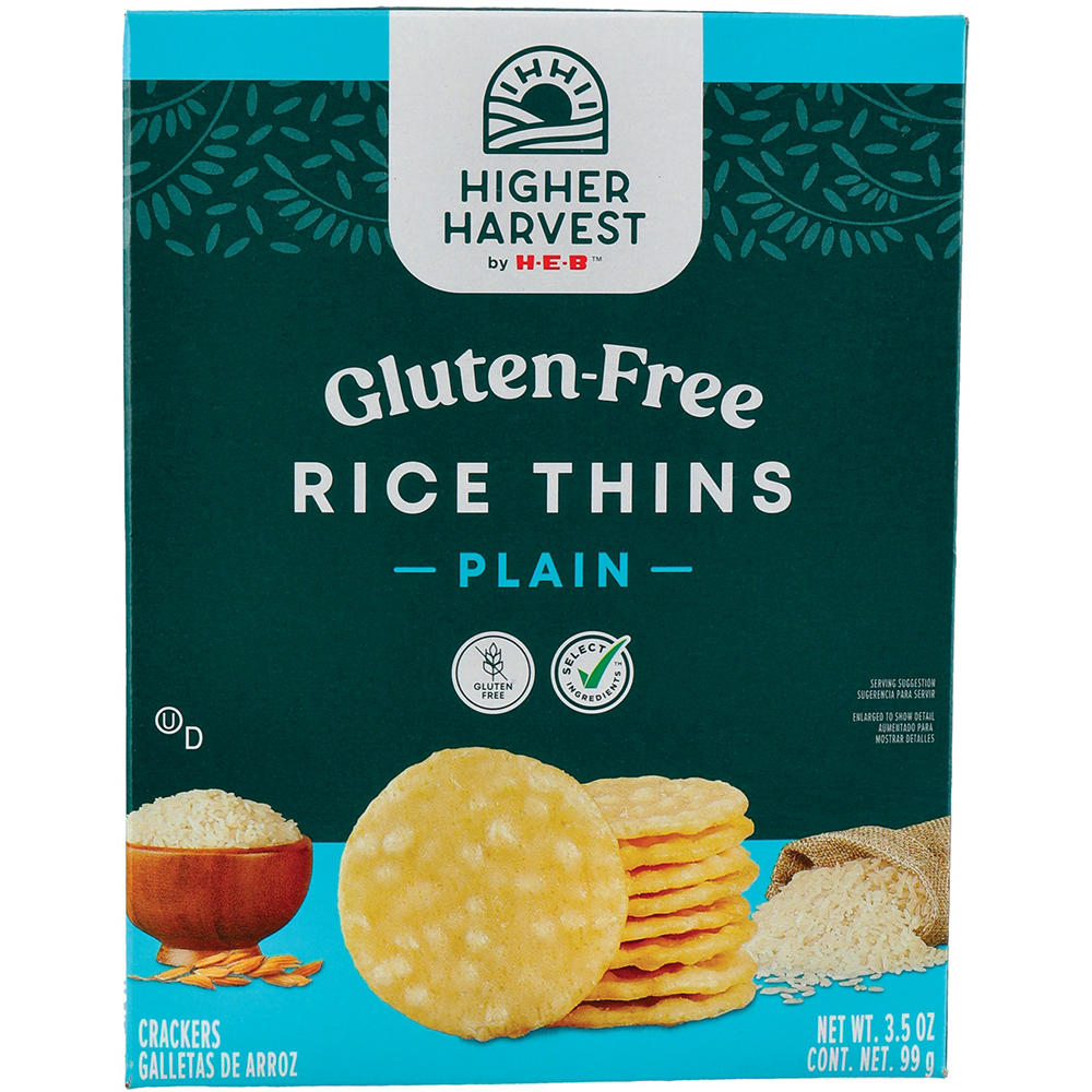 Higher Harvest by H-E-B Gluten Free Rice Thins - Plain, 3.5 oz