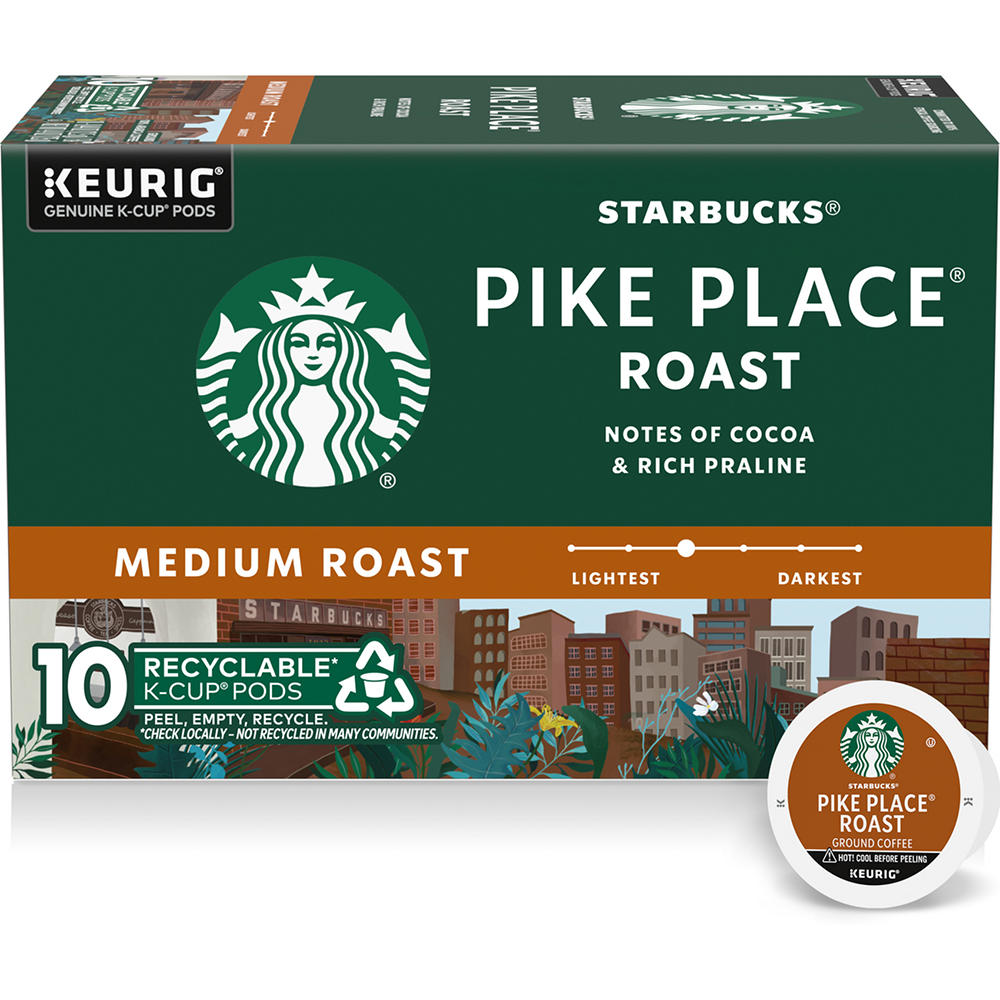 Starbucks Pike Place Medium Roast Single Serve Coffee K Cups, 10 ct