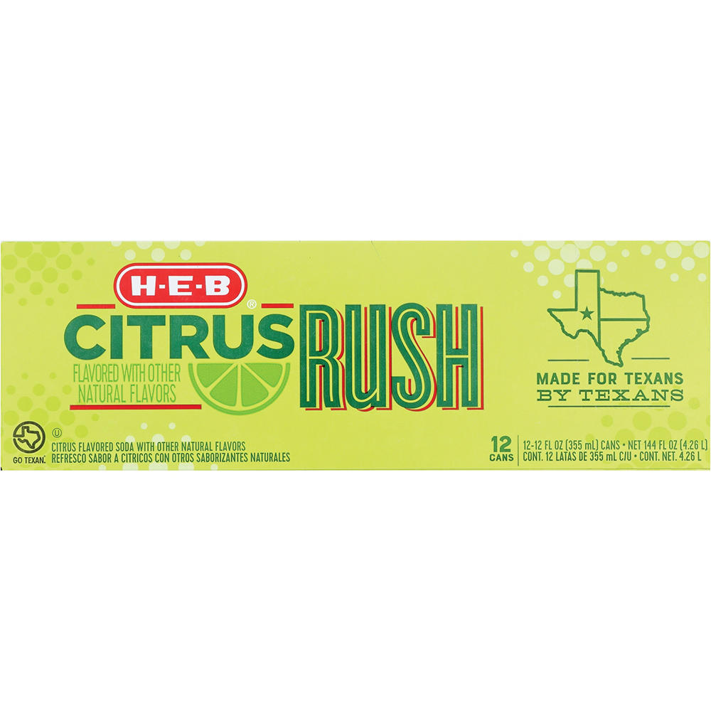 H-E-B Citrus Rush Soda 12 pk Cans, 12 oz