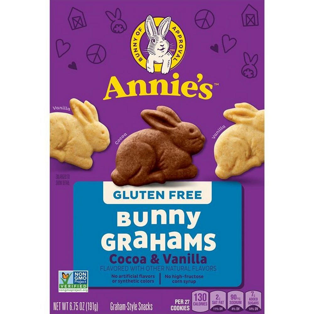 Annie's Homegrown Gluten Free Cocoa & Vanilla Bunny Grahams, 6.75 oz