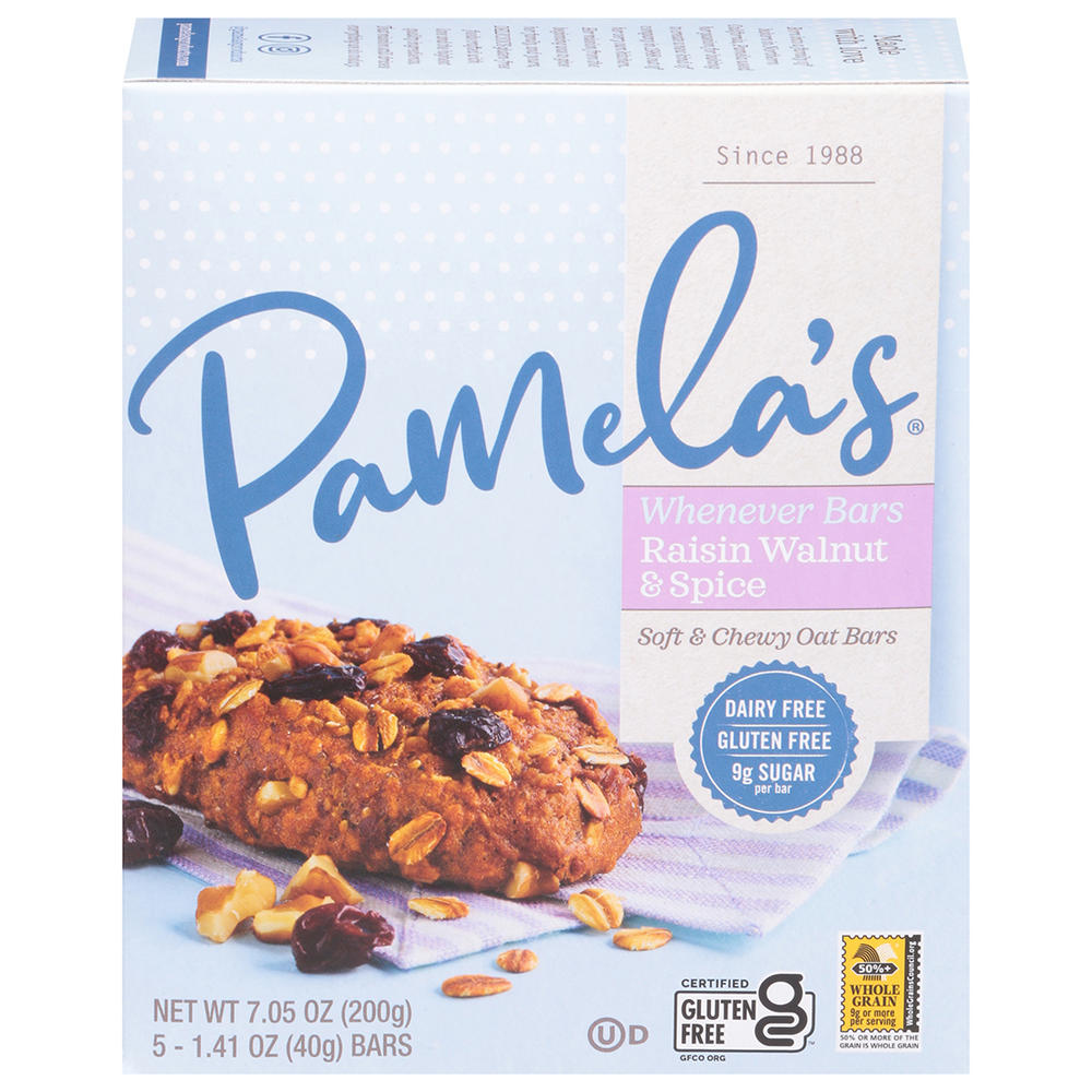 Pamela's Oat Raisin Walnut Spice Whenever Bars, 5 ct