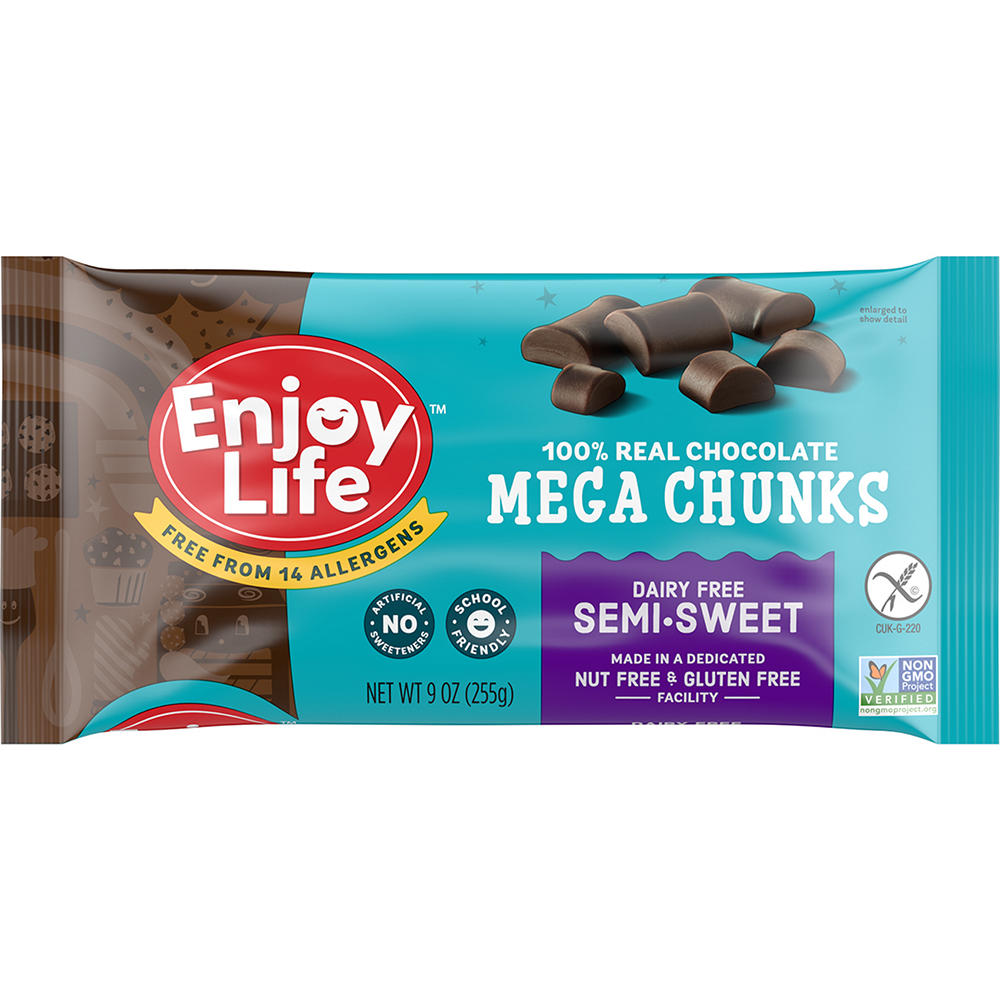 Enjoy Life Gluten Free Allergy Friendly Semi Sweet Chocolate Mega Chunks, 9 oz