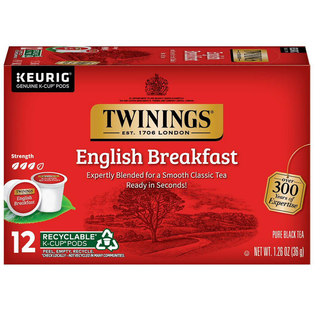 Twinings English Breakfast Black Tea Single Serve K Cups, 12 ct