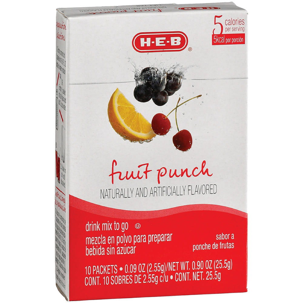 H-E-B Drink Mix to Go Packets - Fruit Punch, 10 ct