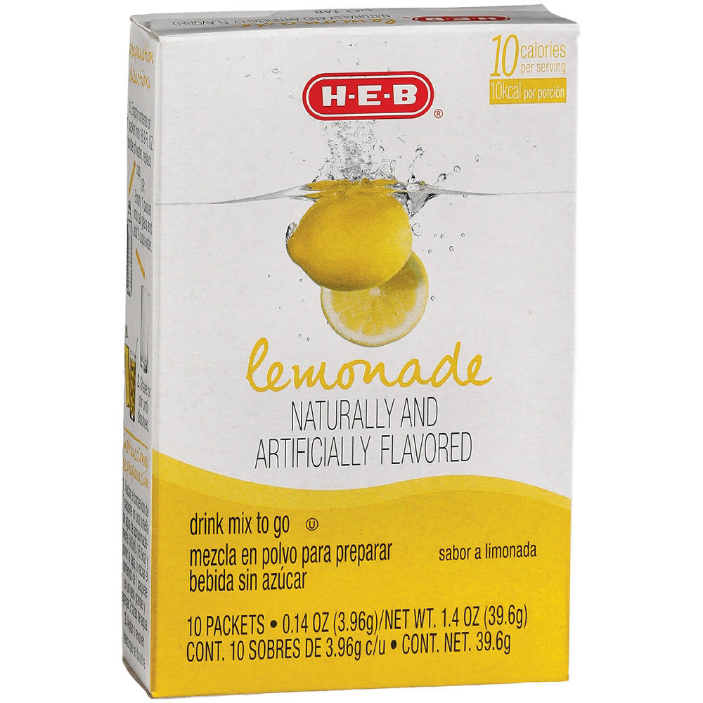H-E-B Drink Mix to Go Packets - Lemonade, 10 ct