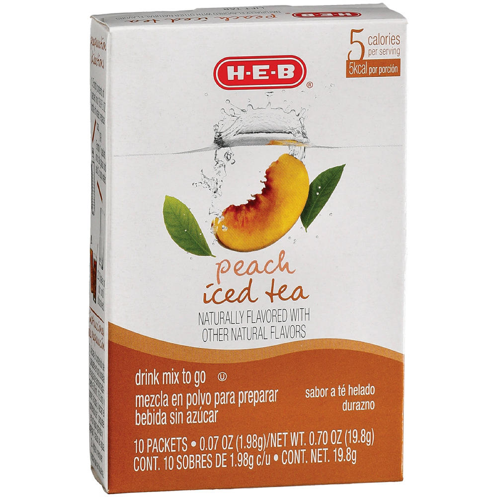 H-E-B Drink Mix to Go Packets - Peach Iced Tea, 10 ct