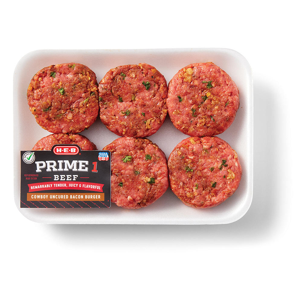 H-E-B Prime 1 Beef Sliders - Cowboy Bacon, Avg. 0.8 lb