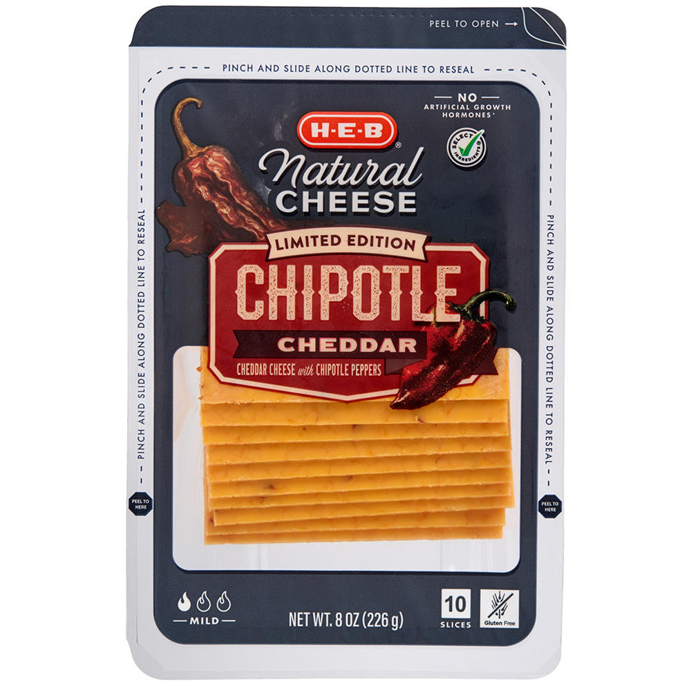 H-E-B Chipotle Cheddar Sliced Cheese, 8 ct