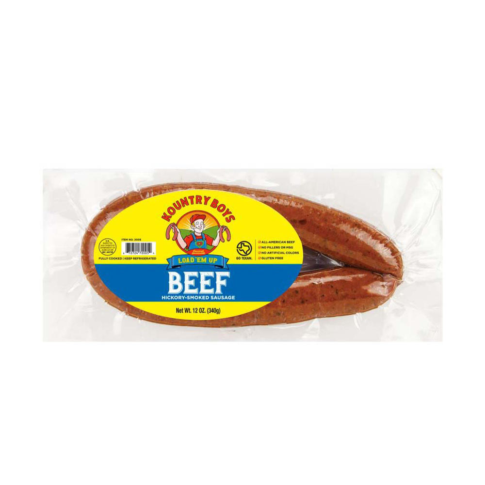 Kountry Boys Sausage Smoked Beef Sausage with Garlic, 12 oz