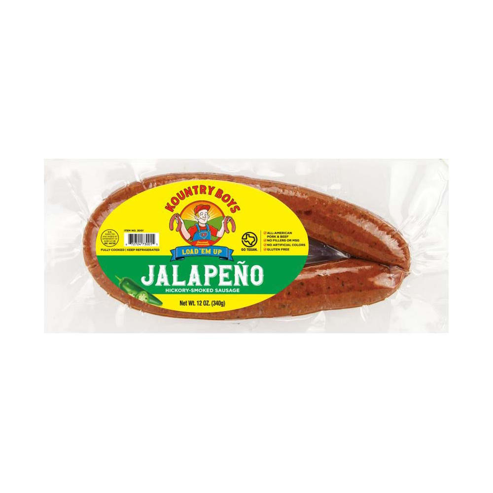 Kountry Boys Smoked Pork And Beef Sausage - Jalapeno, 12 oz
