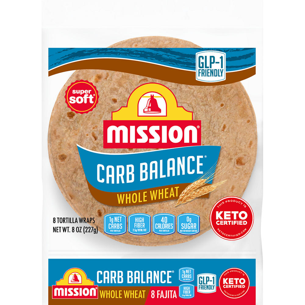 Mission Carb Balance Whole Wheat Flour Tortillas, Fajita Size, 8 ct