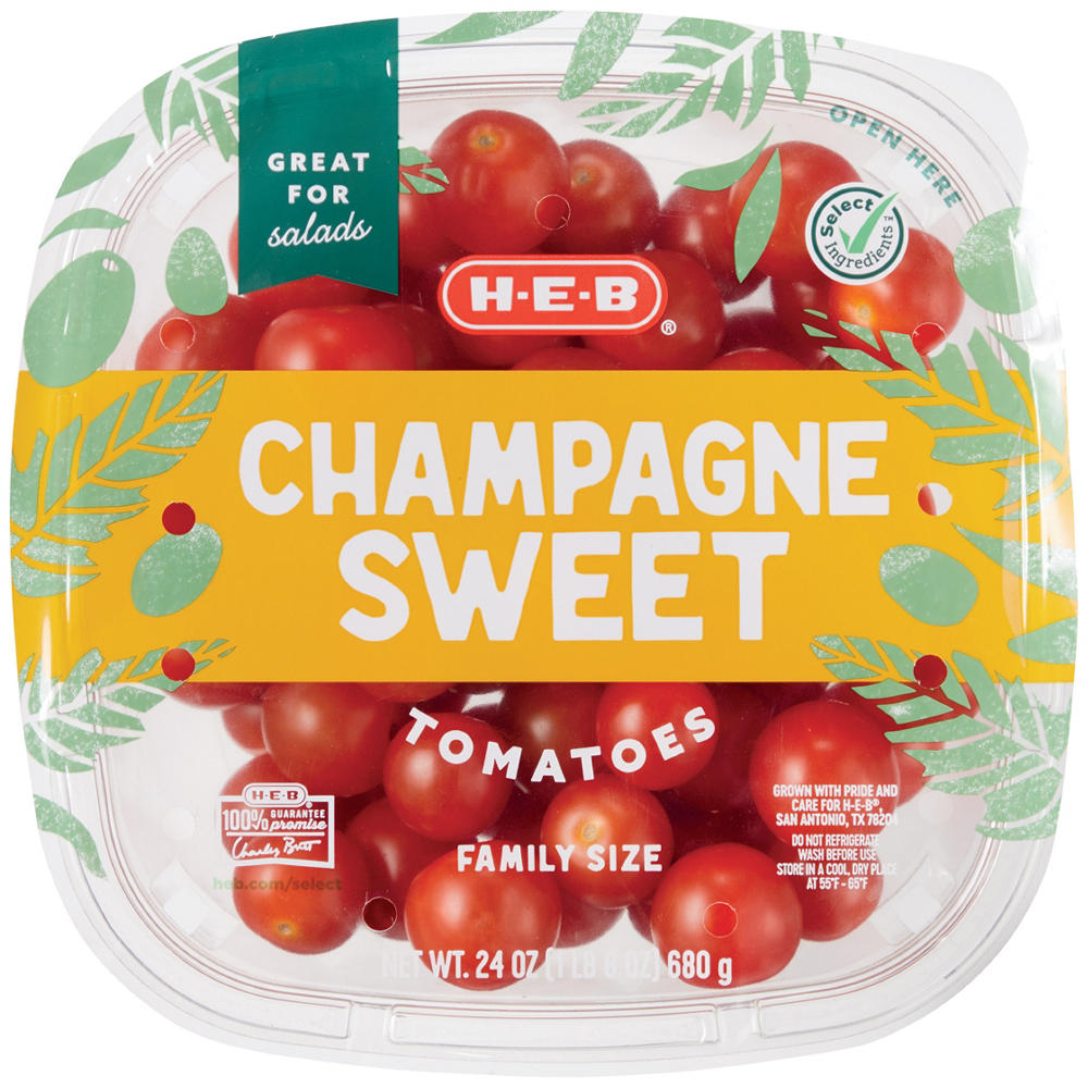 H-E-B Fresh Champagne Sweet Tomatoes - Family-Size, 24 oz