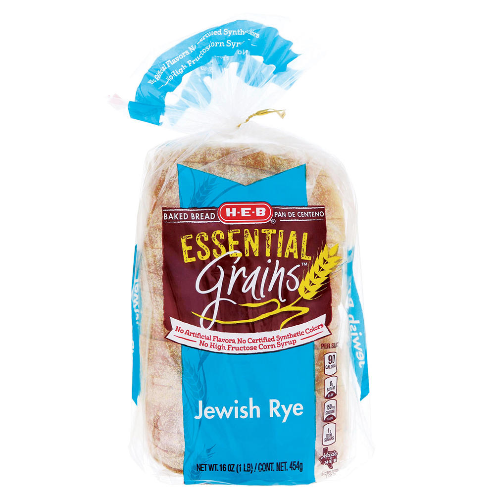 H-E-B Essential Grains Jewish Rye Sliced Bread, 16 oz