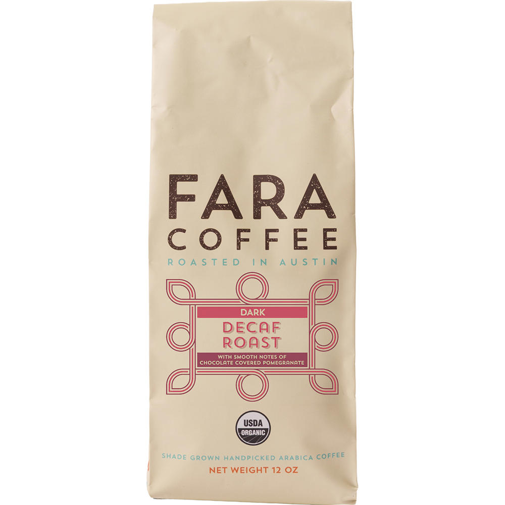 Fara Coffee Decaf Dark Roast Whole Bean Coffee, 12 oz