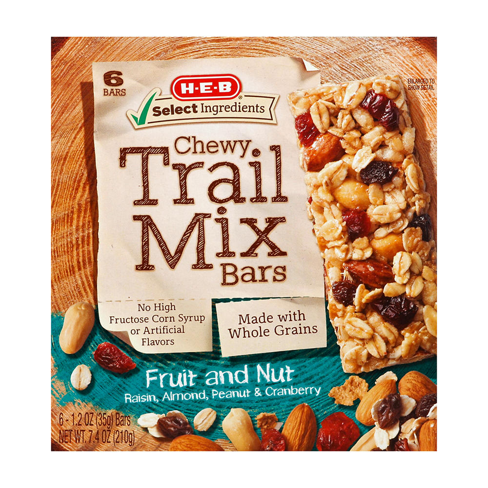 H-E-B Fruit & Nut Chewy Trail Mix Granola Bars, 6 ct