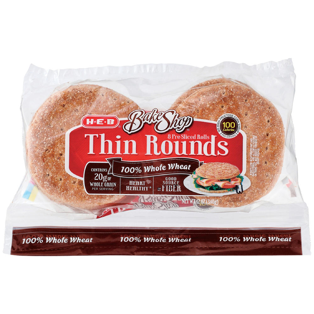 H-E-B 100% Whole Wheat Thin Rounds, 8 ct