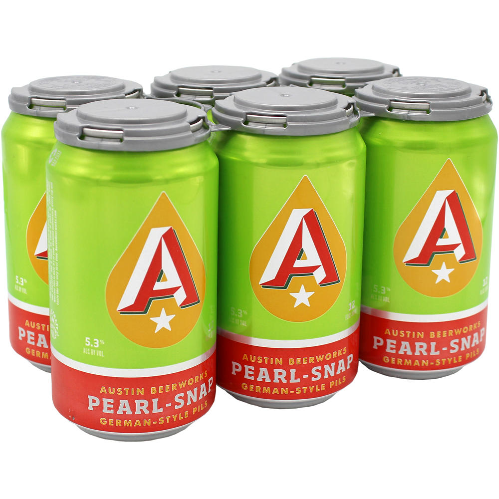 Austin Beerworks Pearl-Snap German Style Pils Craft Beer 6 pk Cans, 12 oz